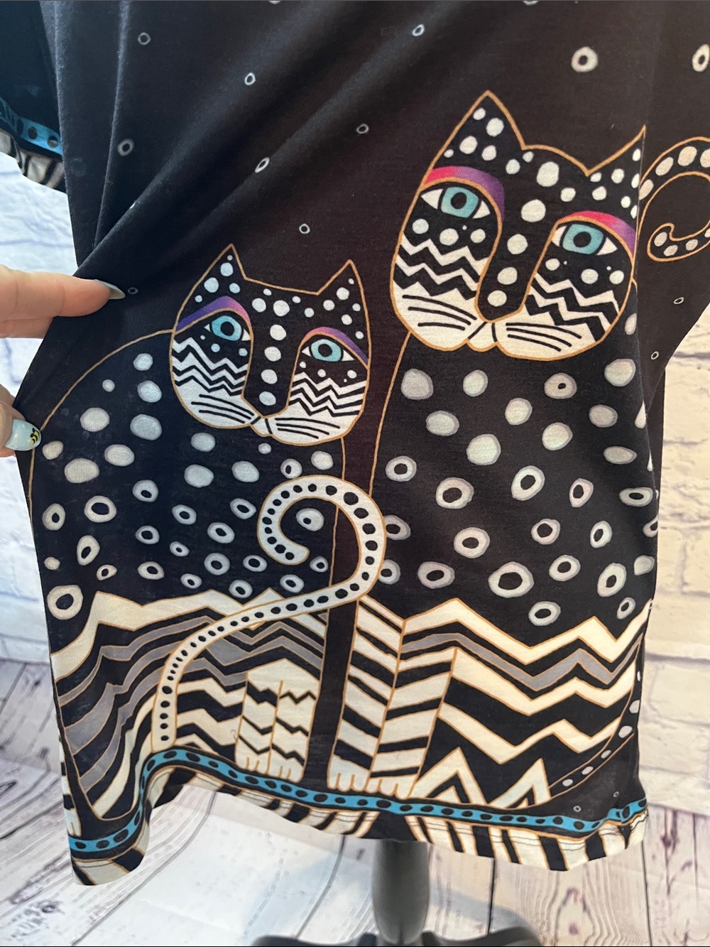 Laurel Burch Cat Top Black Size Large - Picture 2 of 8